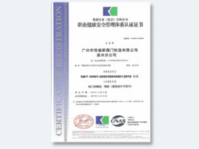 職業(yè)健康安全管理體系認(rèn)證證書